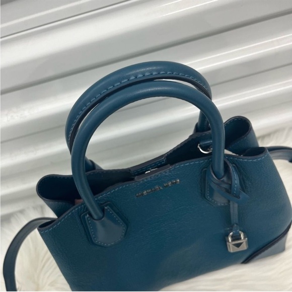 MICHAEL KORS Royal Blue Mercer Satchel Tote Handbag Crossbody Jet Set Bedford - Picture 2 of 12